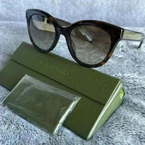 Longchamp LGP Monogram 54mm Cat Eye Sunglasses in Tortoise NWT